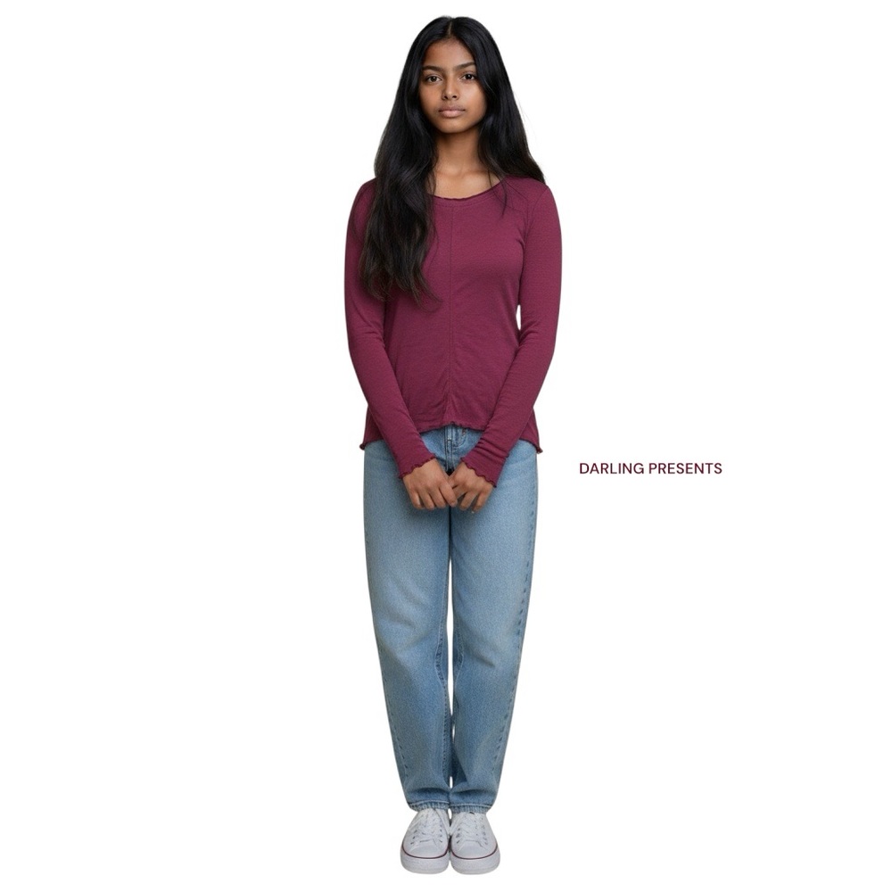Treasure & Bond Long Sleeve Tee Shirt Girls Color Red Size M 8-10
